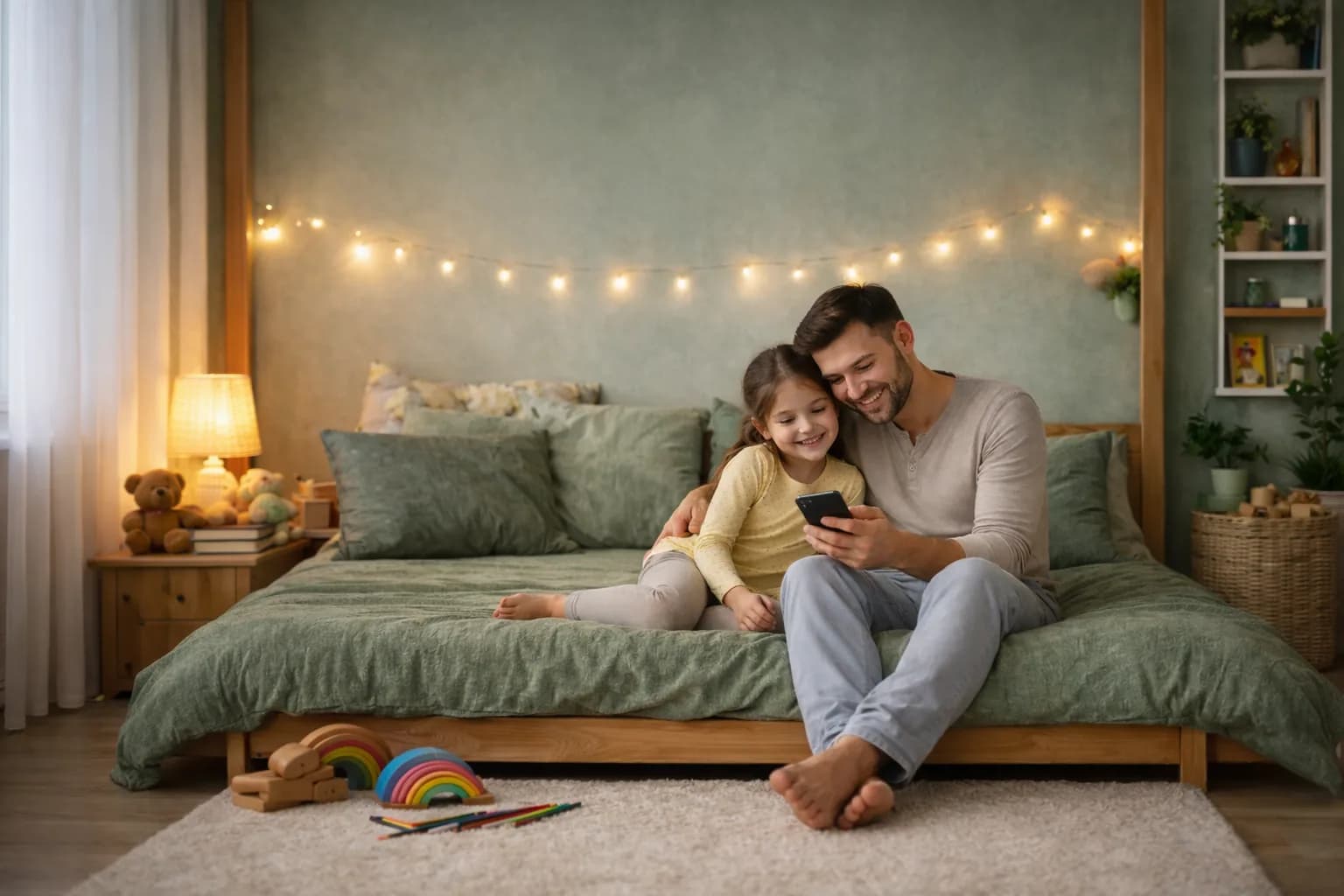 A father and daughter sharing a quiet moment together